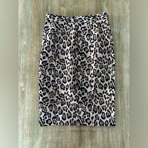 Pink Tartan in Leopard Print Pencil Skirt, Size 2